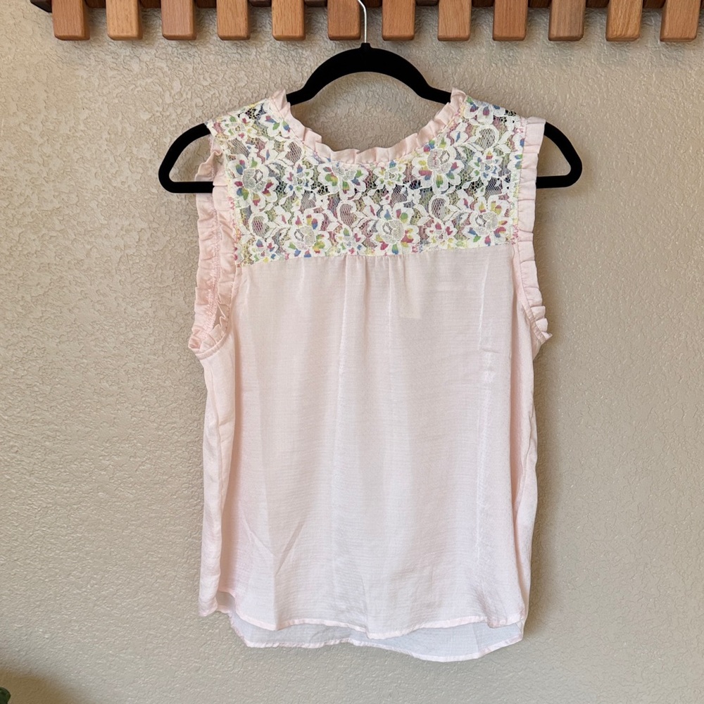 Monteau Blush Pink Lace Detail Blouse